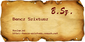 Bencz Szixtusz névjegykártya